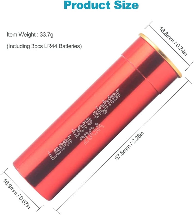MOSANDON Red Dot Laser Bore Sight, Bore Sight Lase for 20GA/20Gauge Caliber,Laser Boresighter with 2 Sets of Batteries for Hunting - Image 3